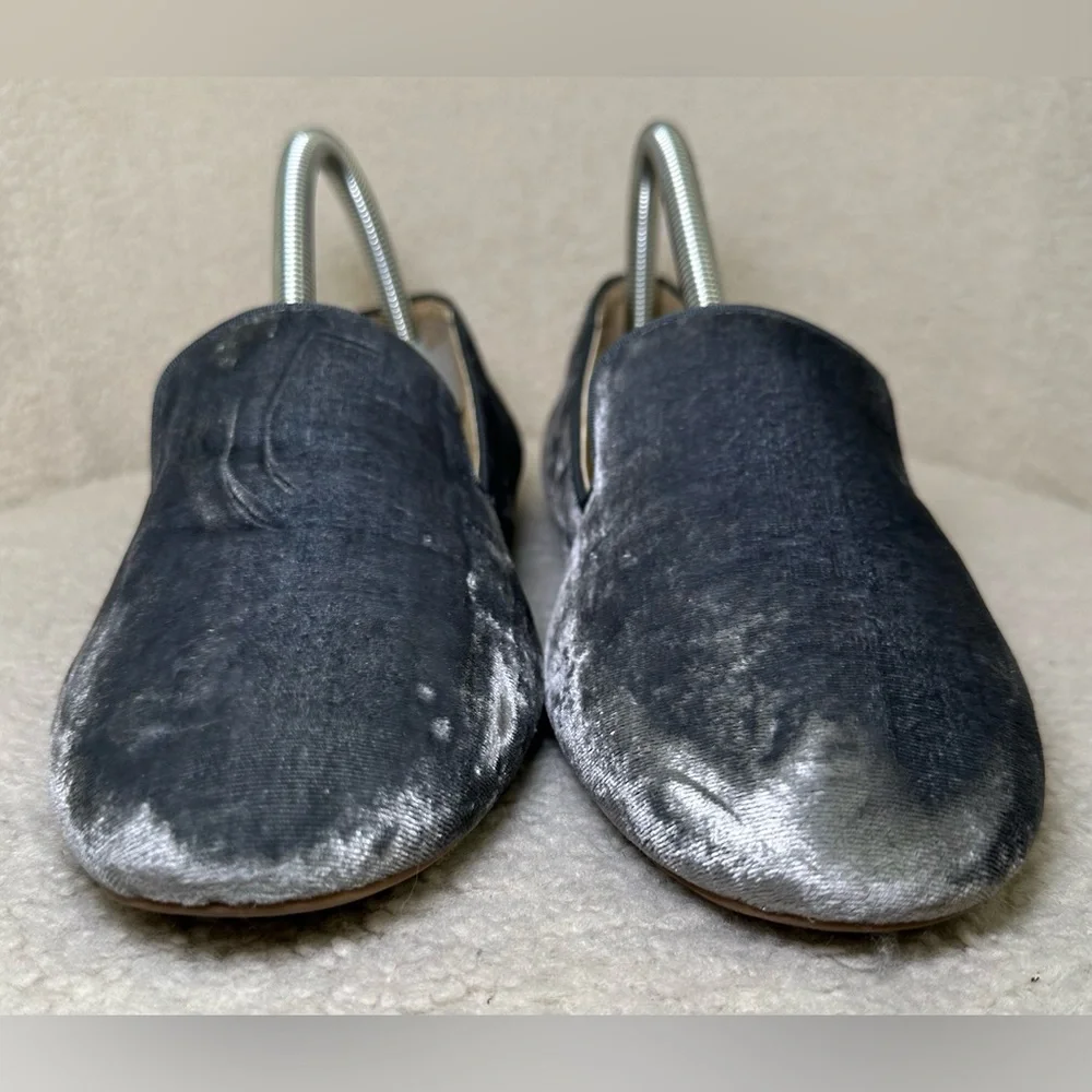 Birdies Starling velvet loafers grey gray silver slip-ons preppy fall winter 9.5